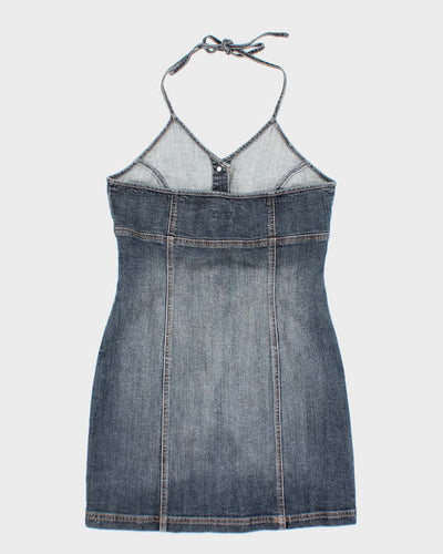 Vintage Y2k 00s Dish Denim Halter Neck Dress - M