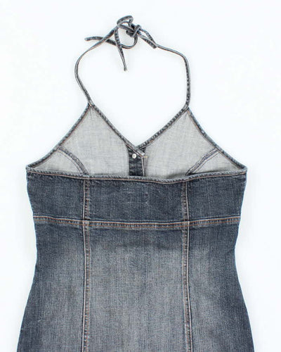 Vintage Y2k 00s Dish Denim Halter Neck Dress - M
