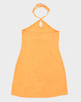 Vintage Y2k 00s Orange Towling Halter Dress - S