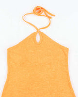 Vintage Y2k 00s Orange Towling Halter Dress - S