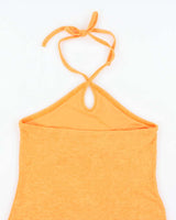Vintage Y2k 00s Orange Towling Halter Dress - S