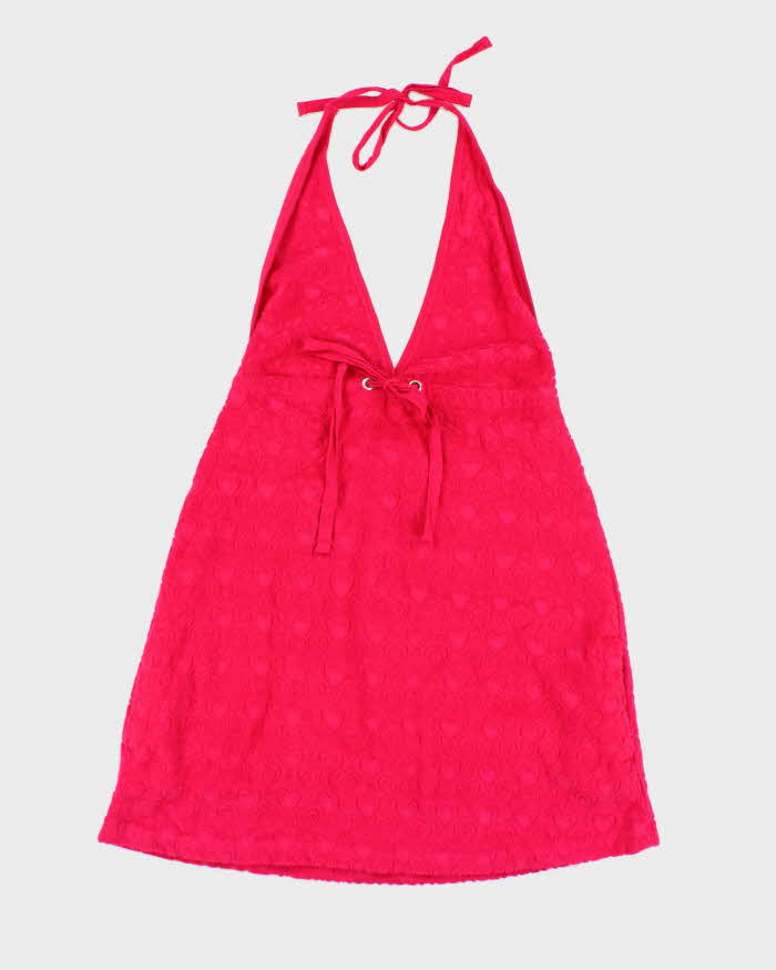 Vintage Y2k 00s Pink Towling Halter Dress - M