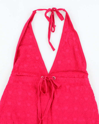 Vintage Y2k 00s Pink Towling Halter Dress - M