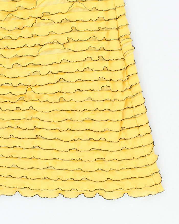 Vintage Y2k 00s Yellow Riffle Halter Dress - S