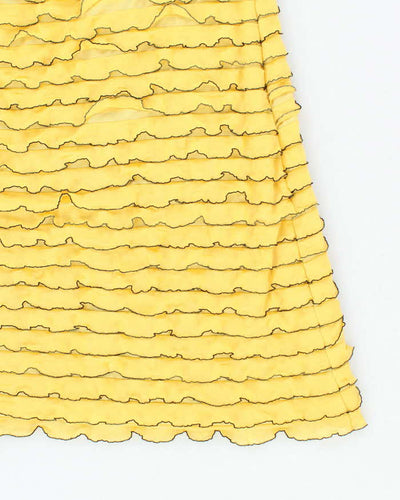 Vintage Y2k 00s Yellow Riffle Halter Dress - S