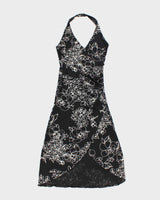 Vintage Y2k 00s Le Chateau Floral Halter Dress - XS