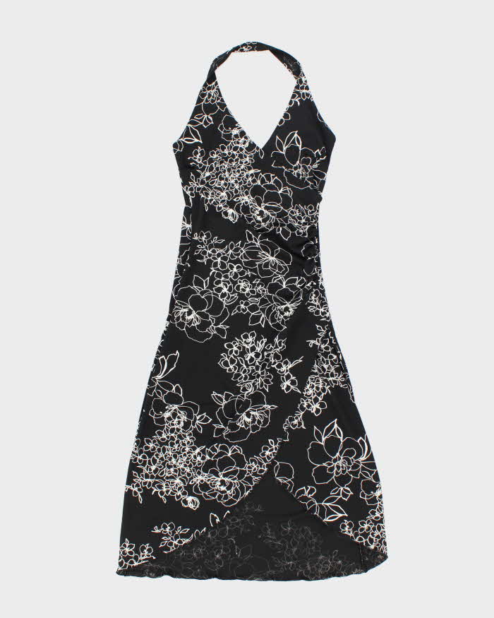 Vintage Y2k 00s Le Chateau Floral Halter Dress - XS