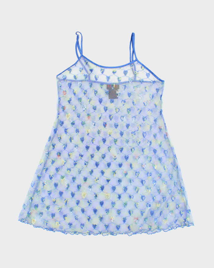 Vintage 90s Rose Passion Mesh Slip Dress - S