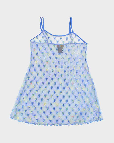 Vintage 90s Rose Passion Mesh Slip Dress - S