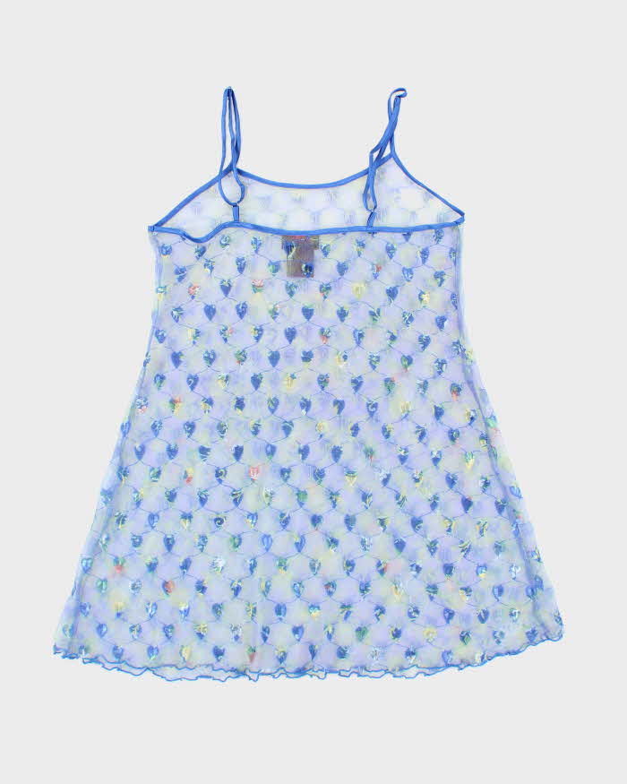 Vintage 90s Rose Passion Mesh Slip Dress - S