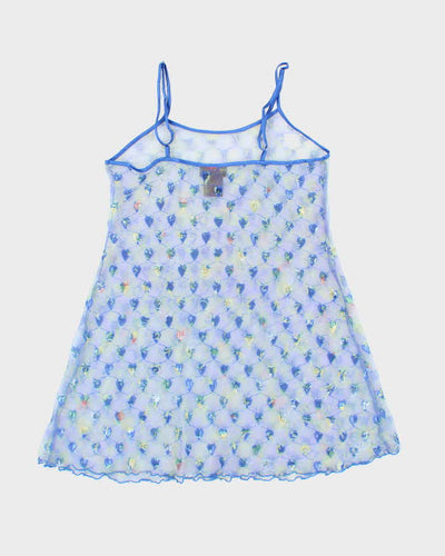 Vintage 90s Rose Passion Mesh Slip Dress - S