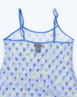 Vintage 90s Rose Passion Mesh Slip Dress - S