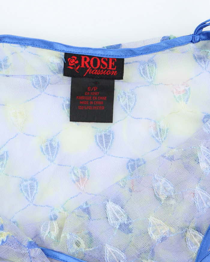 Vintage 90s Rose Passion Mesh Slip Dress - S