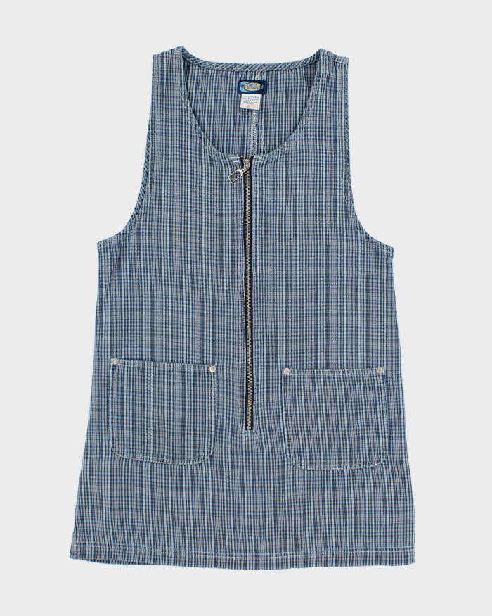 Vintage 90s Dixie Blues Zip-Up Checked Denim Dress - M