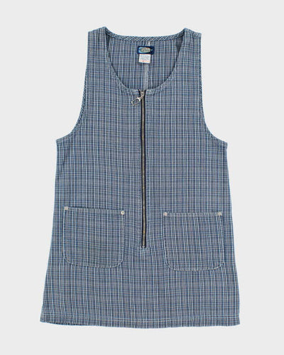 Vintage 90s Dixie Blues Zip-Up Checked Denim Dress - M