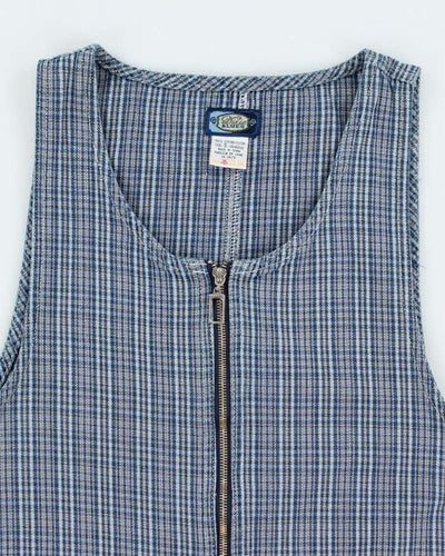 Vintage 90s Dixie Blues Zip-Up Checked Denim Dress - M