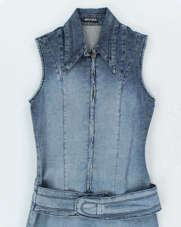 Vintage Y2k 00s Anne . X Zip-Up Denim Dress - S