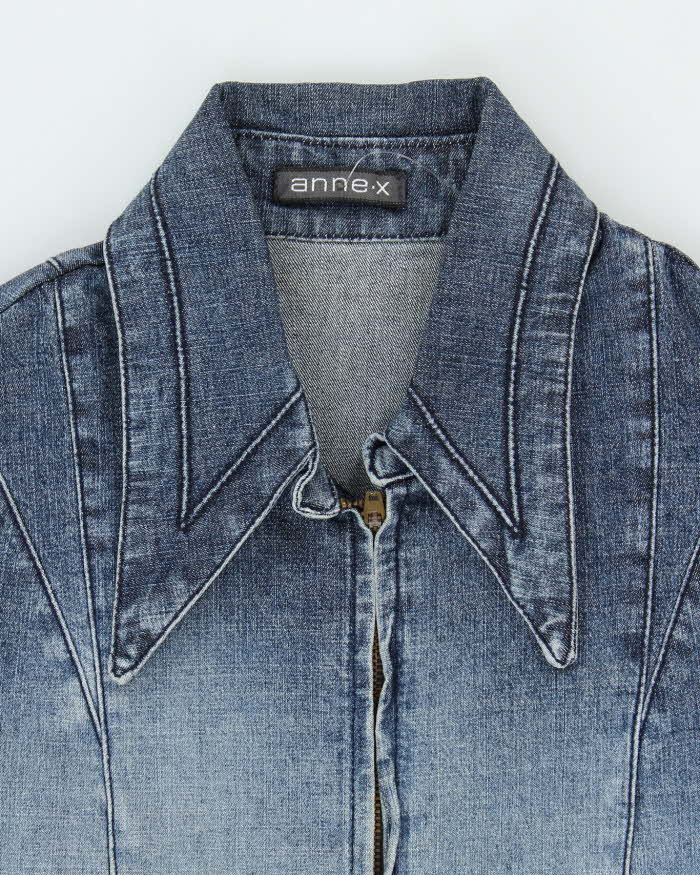 Vintage Y2k 00s Anne . X Zip-Up Denim Dress - S