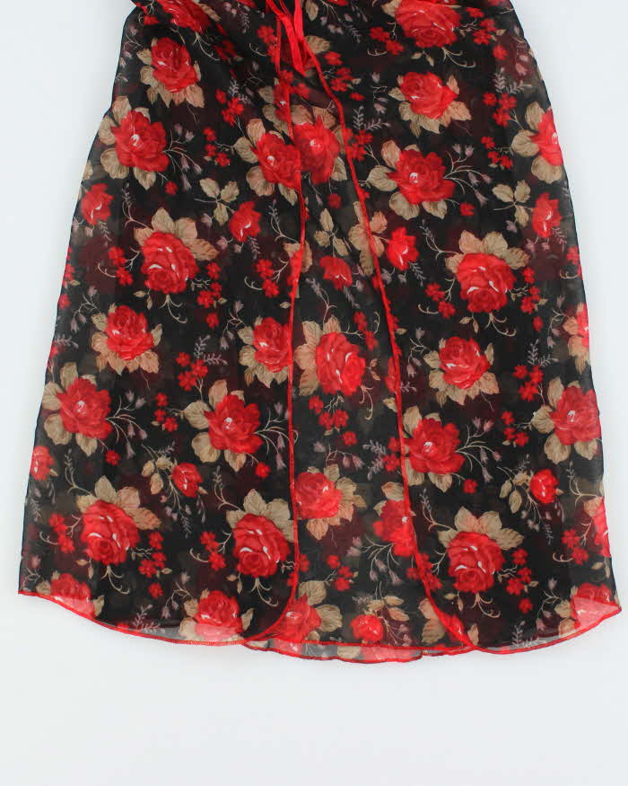 Vintage 90s Floral Mesh Lace Slip Dress - S