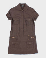 Vintage Y2k 00s Bebe Brown Button-Up Dress - M