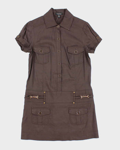 Vintage Y2k 00s Bebe Brown Button-Up Dress - M