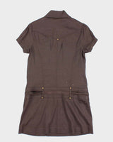 Vintage Y2k 00s Bebe Brown Button-Up Dress - M