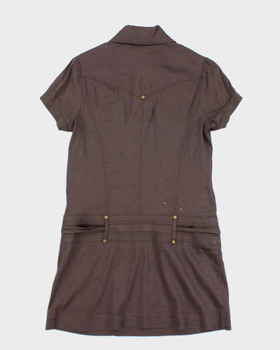 Vintage Y2k 00s Bebe Brown Button-Up Dress - M