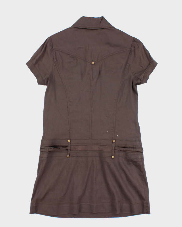 Vintage Y2k 00s Bebe Brown Button-Up Dress - M