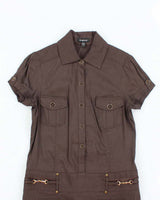 Vintage Y2k 00s Bebe Brown Button-Up Dress - M