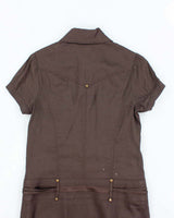 Vintage Y2k 00s Bebe Brown Button-Up Dress - M
