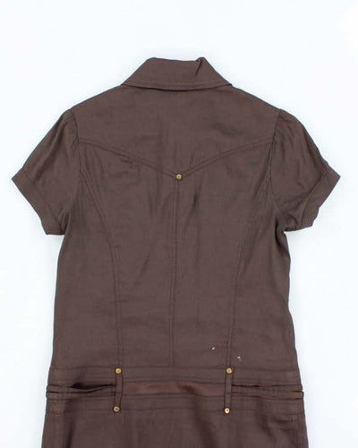 Vintage Y2k 00s Bebe Brown Button-Up Dress - M
