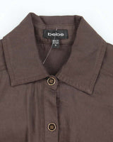 Vintage Y2k 00s Bebe Brown Button-Up Dress - M