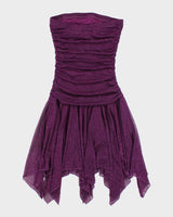 Vintage Y2k 00s Jessica Glitter Ruched Handkerchief Hem Dress - XS