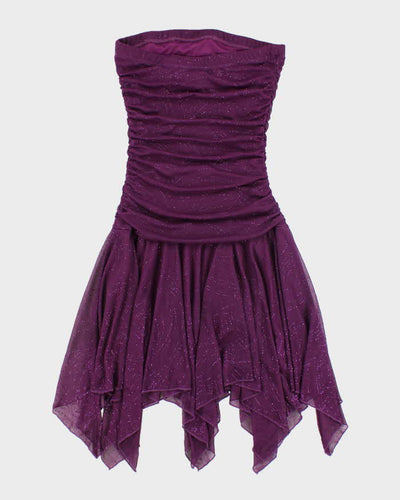Vintage Y2k 00s Jessica Glitter Ruched Handkerchief Hem Dress - XS