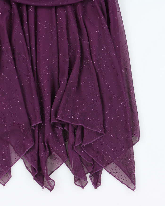 Vintage Y2k 00s Jessica Glitter Ruched Handkerchief Hem Dress - XS