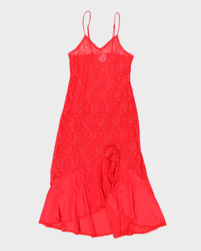Vintage 80s Undercover Wear Red Lace Slip Dress - S