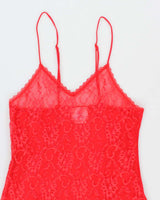 Vintage 80s Undercover Wear Red Lace Slip Dress - S
