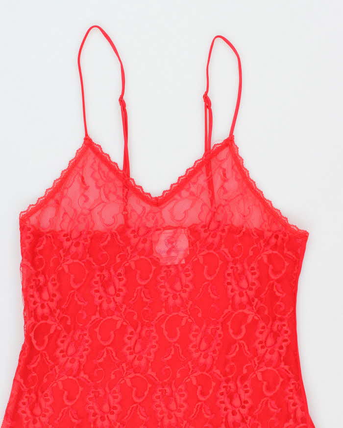 Vintage 80s Undercover Wear Red Lace Slip Dress - S