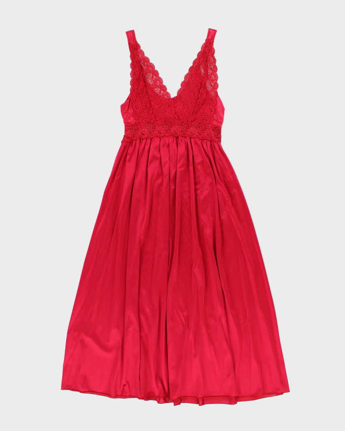 Vintage 90s Unmentionables Red Slip Dress - S