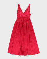 Vintage 90s Unmentionables Red Slip Dress - S