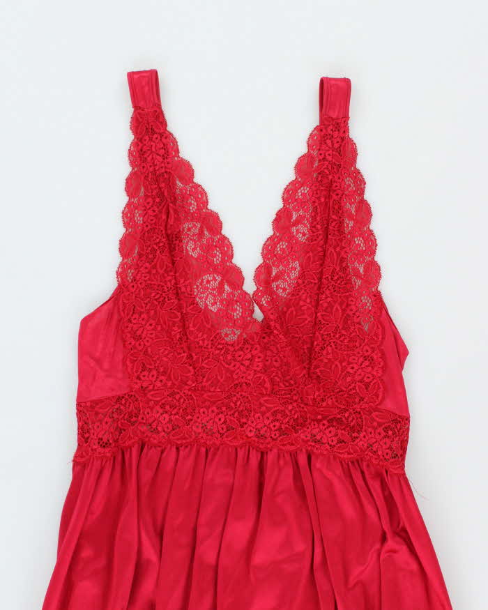 Vintage 90s Unmentionables Red Slip Dress - S