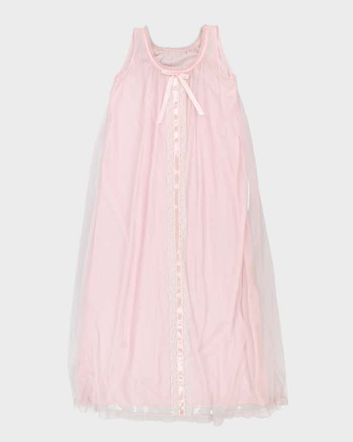 Vintage 70s Baby Doll Pink Nightie Slip Dress - M
