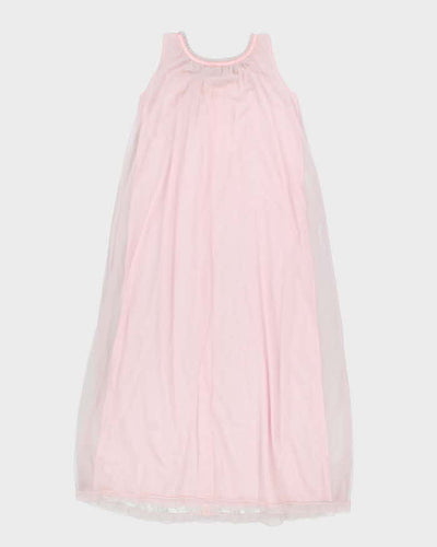 Vintage 70s Baby Doll Pink Nightie Slip Dress - M