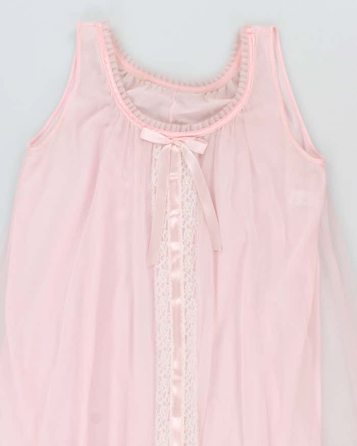 Vintage 70s Baby Doll Pink Nightie Slip Dress - M