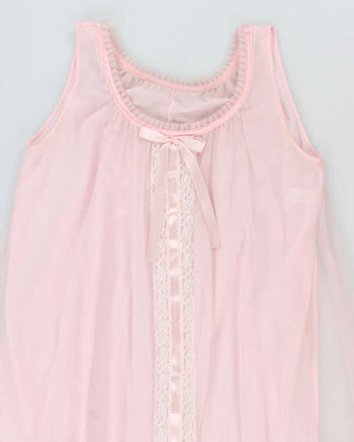 Vintage 70s Baby Doll Pink Nightie Slip Dress - M