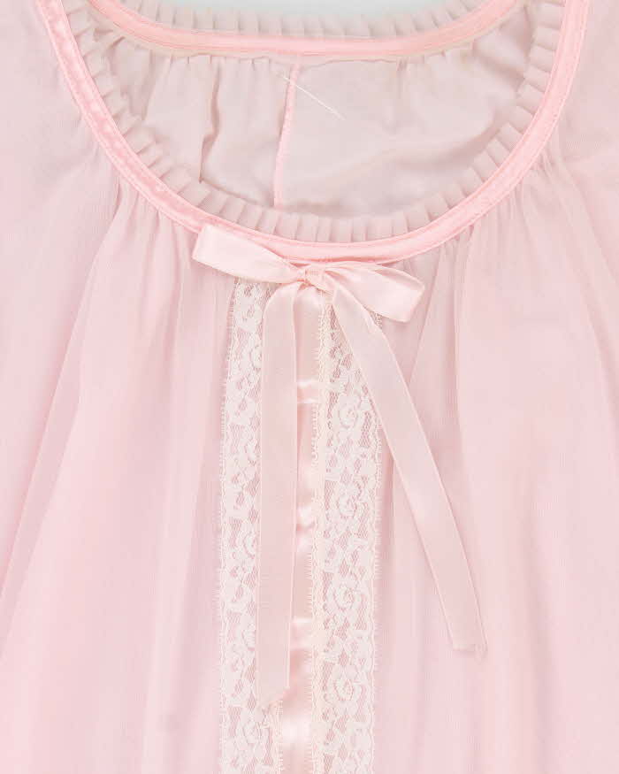 Vintage 70s Baby Doll Pink Nightie Slip Dress - M