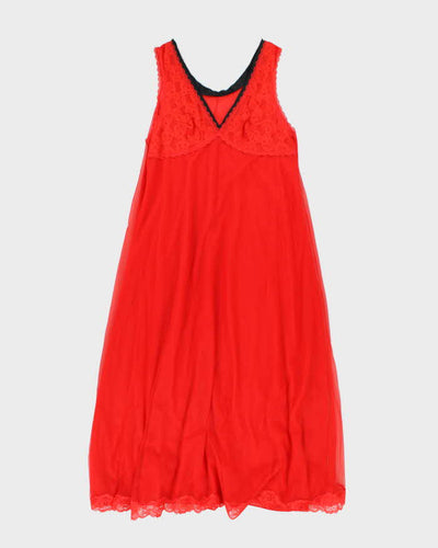 Vintage 80s Enka Perlon Red Maxi Slip Dress - M