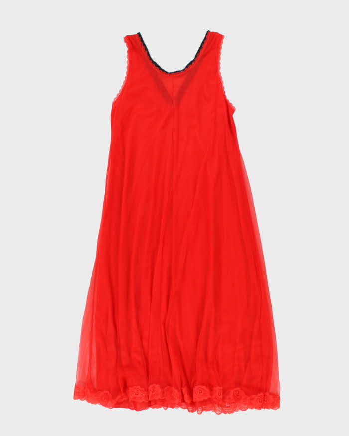 Vintage 80s Enka Perlon Red Maxi Slip Dress - M