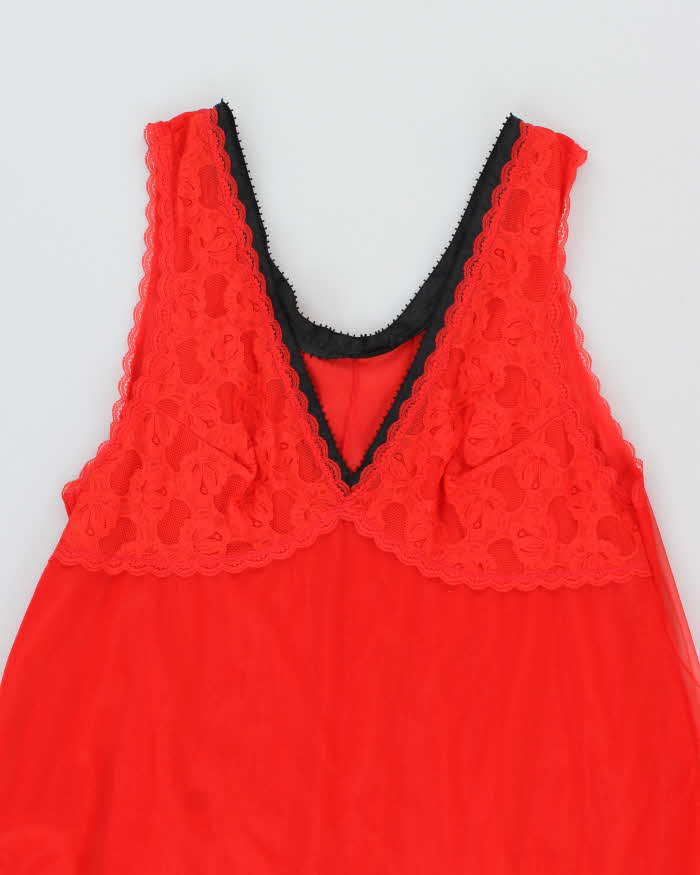 Vintage 80s Enka Perlon Red Maxi Slip Dress - M