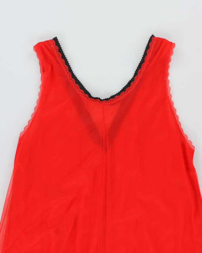 Vintage 80s Enka Perlon Red Maxi Slip Dress - M